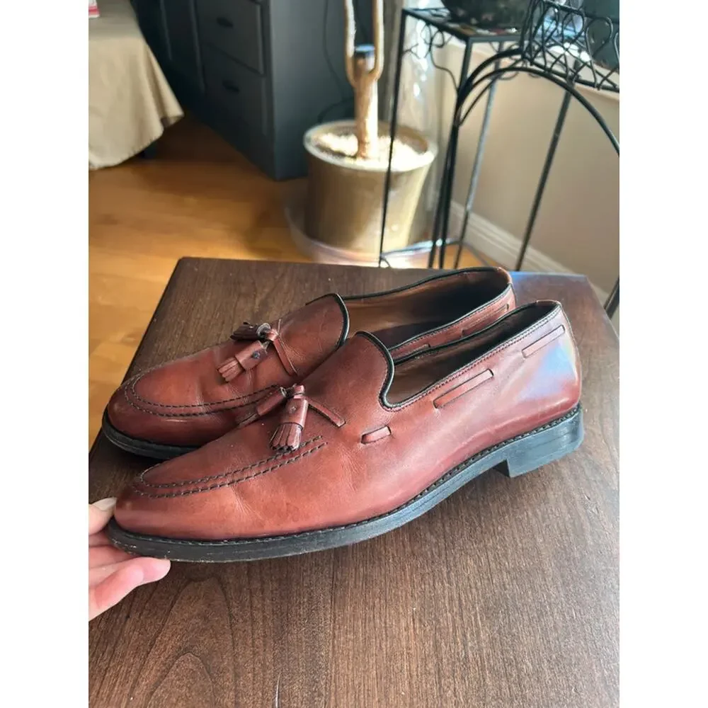 Allen Edmonds size 10.5 Grayson Tassel Loafers brown leather & tassels